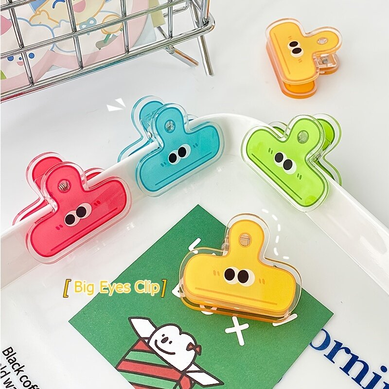 MOHAMM 4pcs Pack Multicolor Cute Face Acrylic Binder Clip Planner Clips Paper Clamp Office Decorative Supplies School Stationery