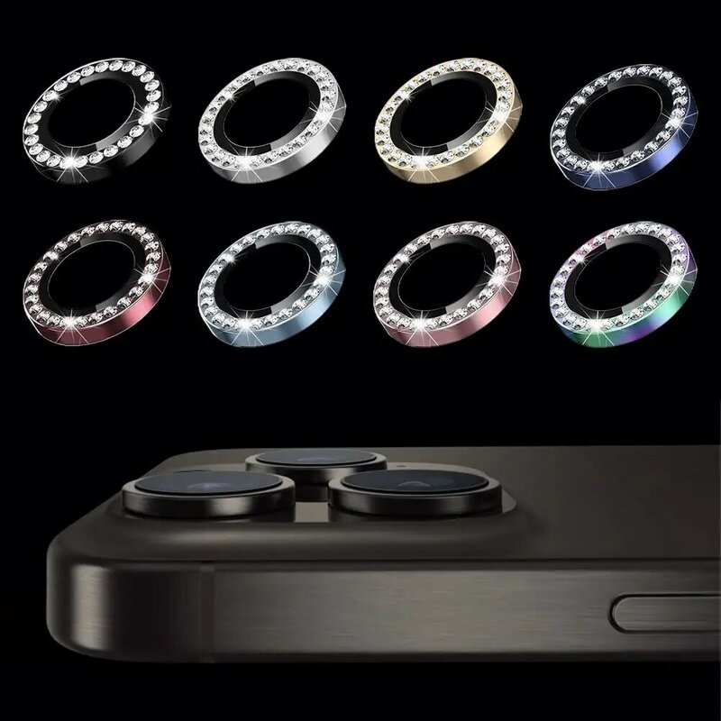 Protecteur de caméra en diamant pour Iphone15 Pro Max, verre du Guatemala, anneaux en métal, étui d'objectif, N7A1