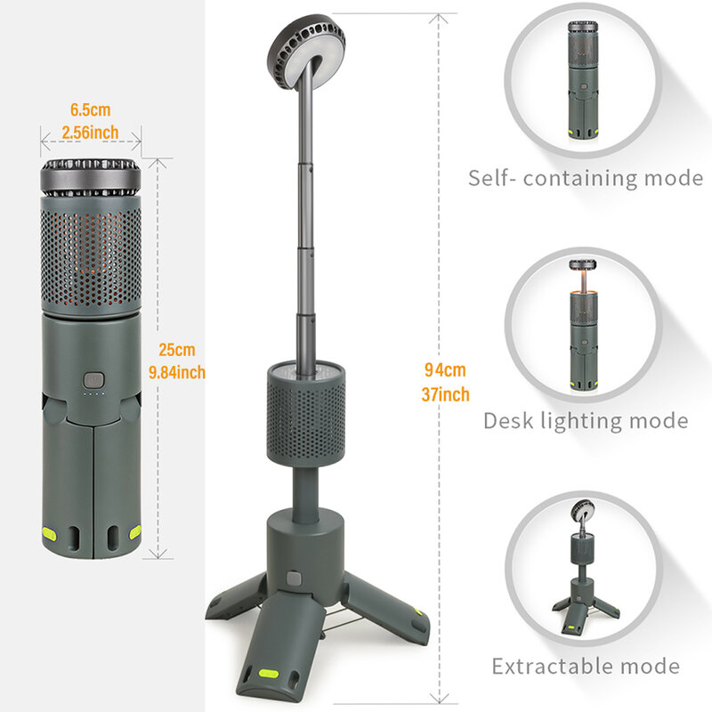 Recarregável LED Outdoor Camping lanterna, UBS recarregável, temperatura de cor ajustável, lanterna portátil, IP65 impermeável, Retractab