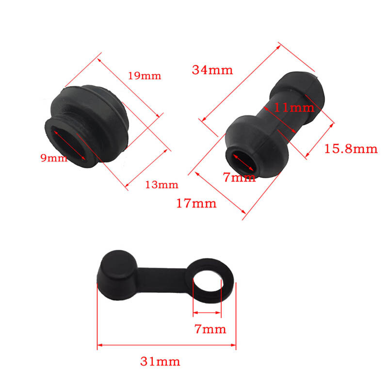 3 sets Brake Pump Caliper Shock Absorber Sleeve Dust Jacket Rubber Sleeve for Motorcycle Electric Scooter Disc Brake