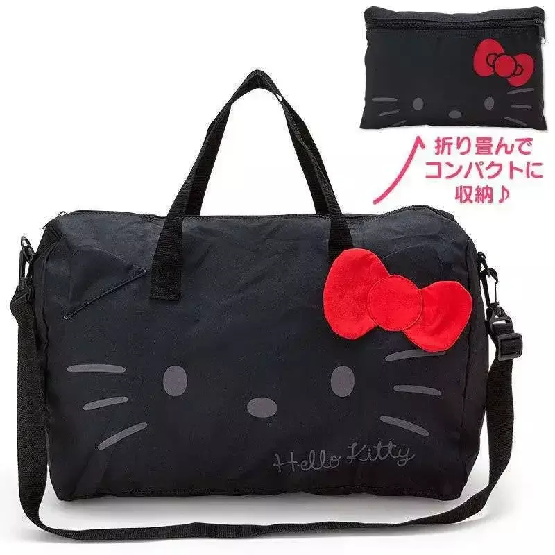 Sanrio Hello Kitty Cinnamoroll กระเป๋าเดินทางสำหรับผู้หญิง, กระเป๋าแบบพับลายการ์ตูนกระเป๋าคาดลำตัวกระเป๋าล้อลากปรับได้