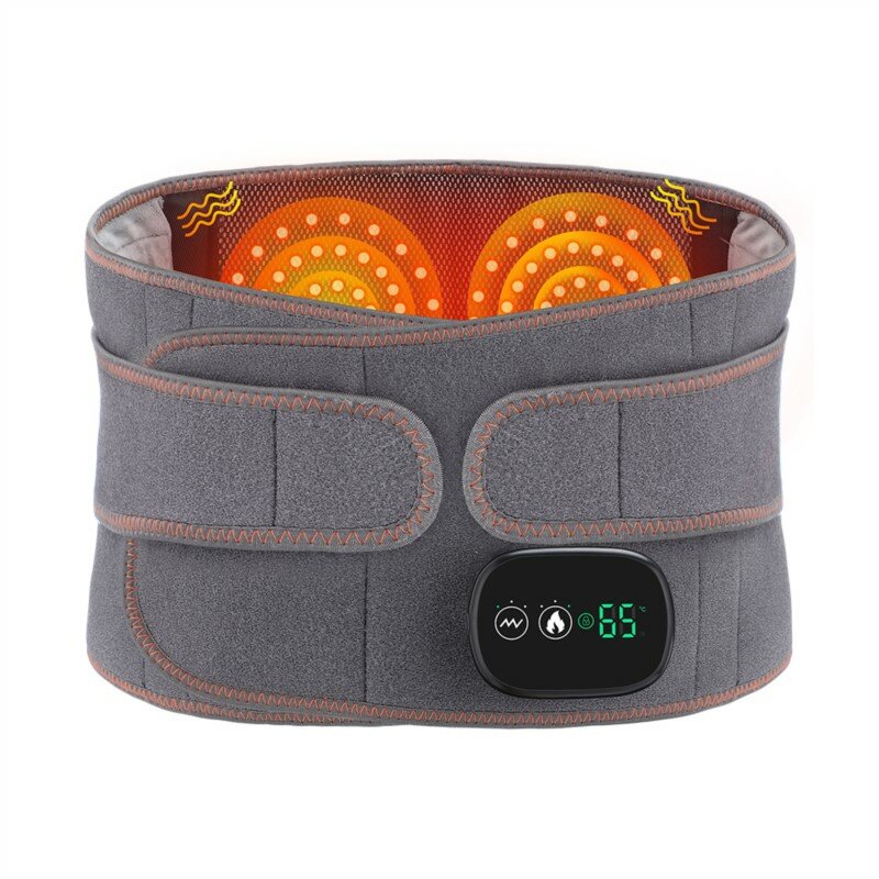 Masajeador de cintura con calefacción infrarroja, cinturón eléctrico de vibración, carga USB, compresa caliente de luz roja, Soporte Lumbar para alivio del dolor