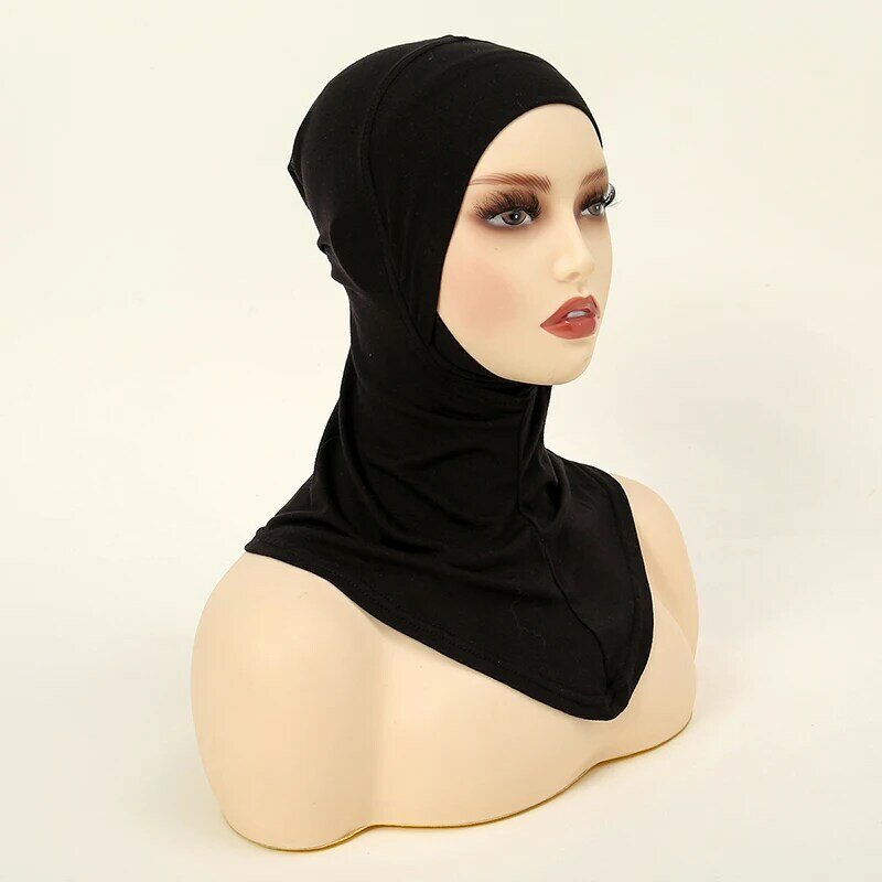 Nowa muzułmańska podkładka z pełnym pokryciem damska bawełniana rozciągliwa elastyczna czapka zwykły podszalik moda miękka wewnętrzna opaska na głowę Turban