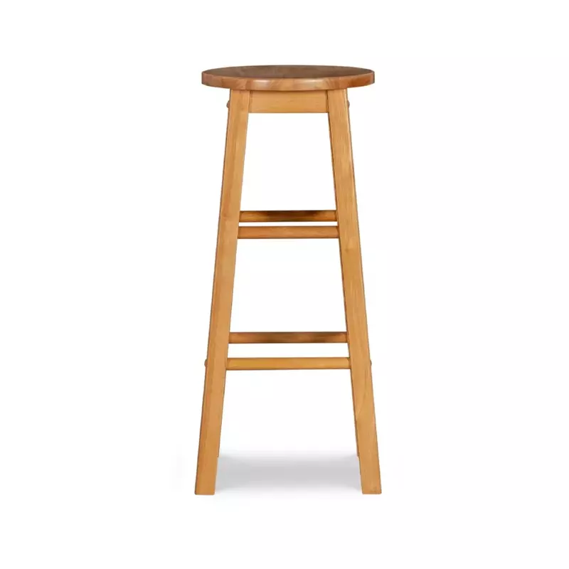 Round Solid Wood Bar Stool, Chaise De Bar Stools para Cozinha, Natural Finish Chair, Cadeiras Móveis, 29"