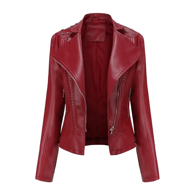 Новинка 2024, женская кожаная куртка в европейском стиле на весну и осень, женское тонкое маленькое пальто, женская мотоциклетная одежда