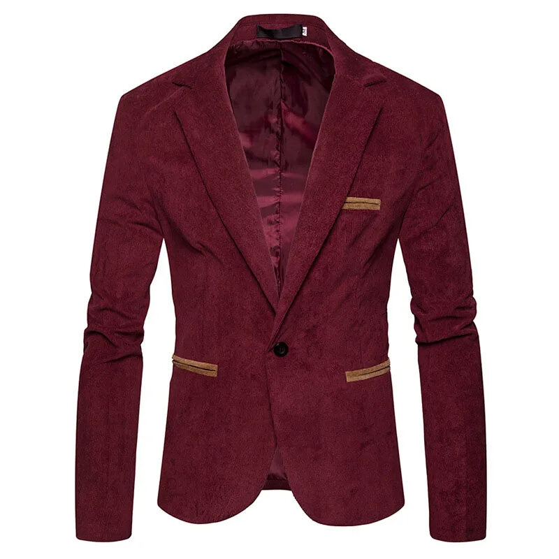Blazer ajustado de pana para hombre, traje informal de alta calidad, T59