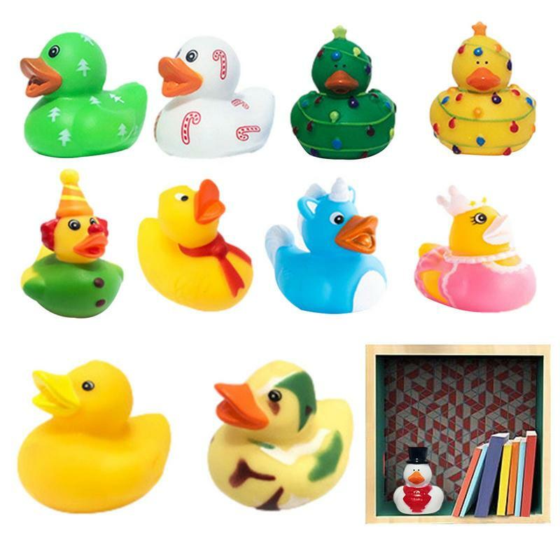 Pequeno brinquedo flutuante do banho do pato para crianças, brinquedos bonitos do pato para meninas, humor do Natal, decoração do partido, casa, 10pcs
