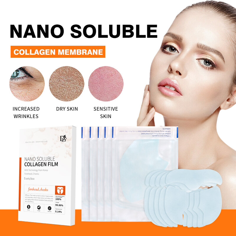 Mascarilla con película de proteína de colágeno hidrolizada Nano, juego de espray de suero facial, reparación de arrugas, relleno facial Soluble, brillo, cuidado de la piel
