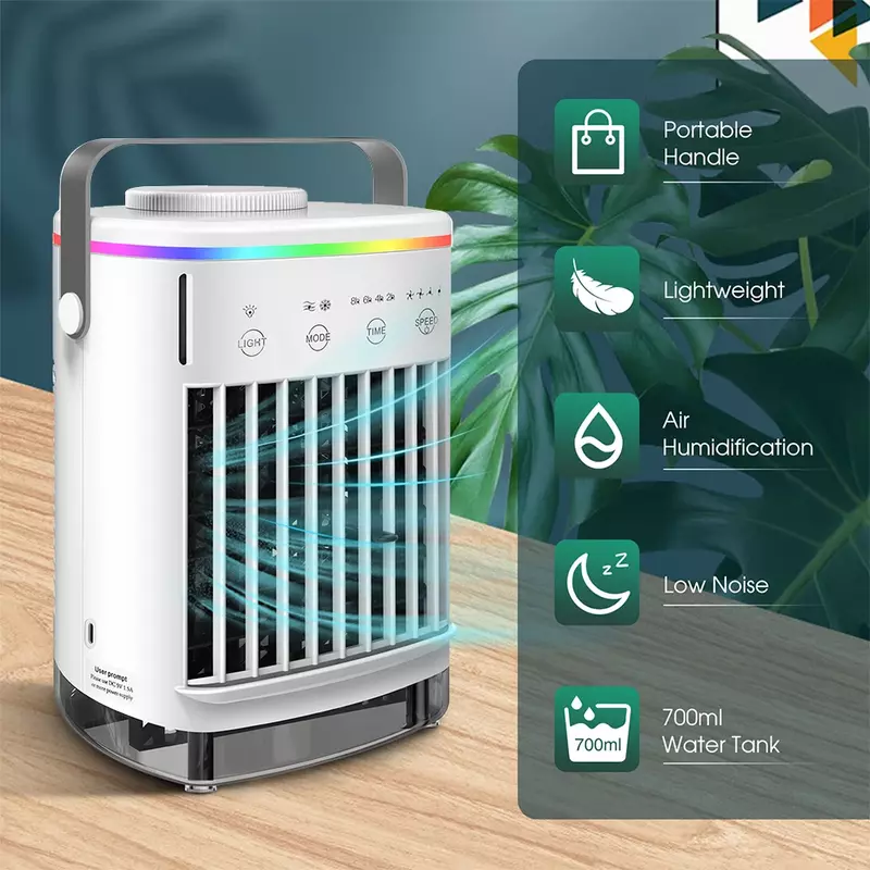 Миниатюрный вентилятор для кондиционирования воздуха, многофункциональный портативный Usb-кондиционер для дома, увлажнитель с сильным потоком воздуха
