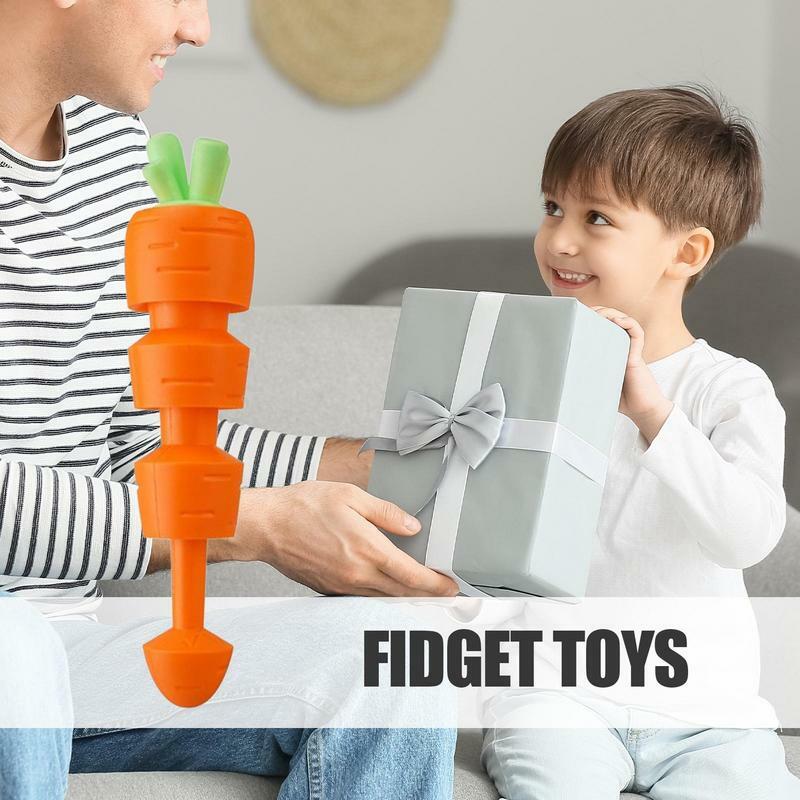 Mainan wortel yang melar untuk anak-anak mainan sensor Fidget yang dapat diperpanjang mainan sensorik teleskopik cetak 3D mainan Fidget gravitasi portabel untuk
