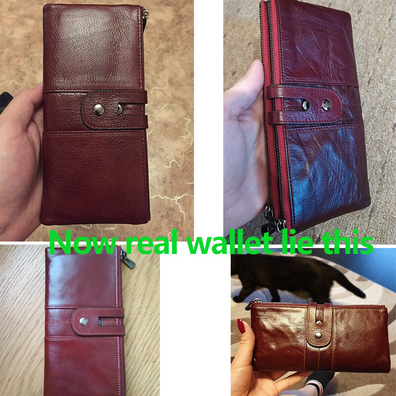 WESTAL-cartera de cuero con grabado para mujer, carteras de mano de cuero, monedero delgado para teléfono, 8560