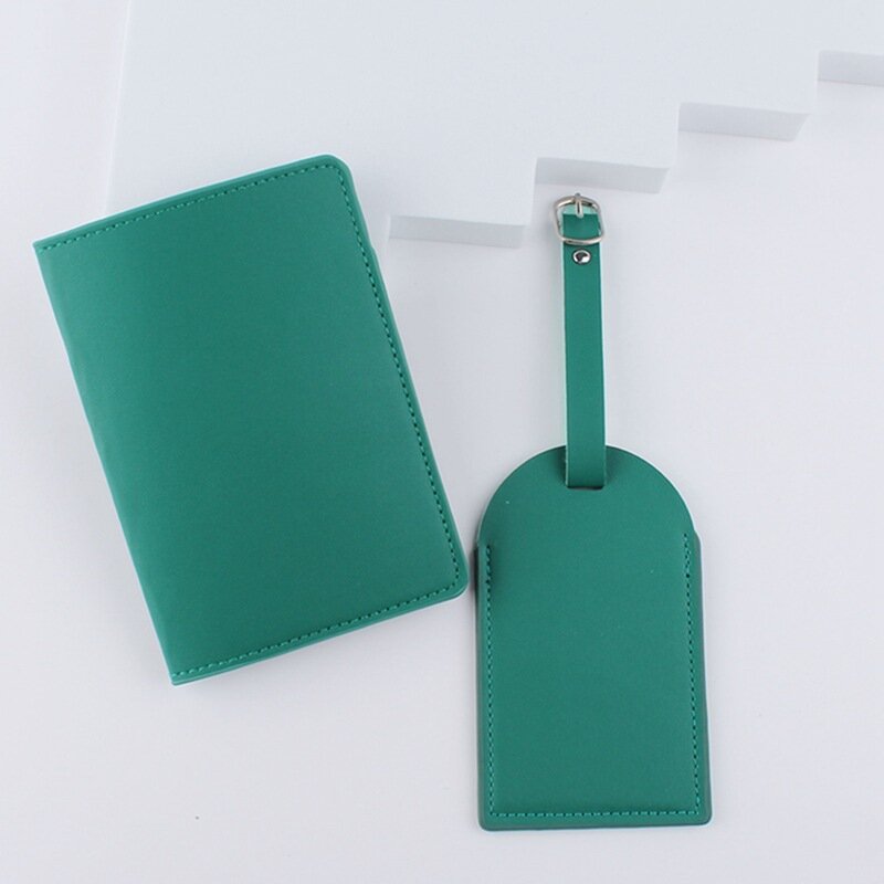 Solid Color Luggage Tag PU Travel Boarding Pass Passport Holder Document Bag Set Set travel accessories travel accessories