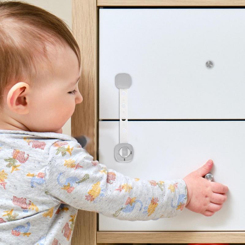 ตัวล็อกตู้ไม่เจาะเพื่อความปลอดภัยของเด็กล็อกตู้เก็บของด้วยแผ่นกาวสำหรับประตูตู้ตู้เย็นเตาอบในห้องน้ำ