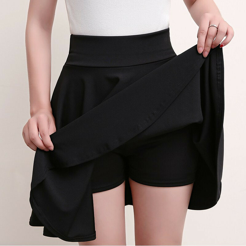 2023 ausgestellte Röcke Damen Basic Shorts Rock Mode vielseitig schwarz lässig Mini Skater mittel plissiert flauschigen Rock plus Größe
