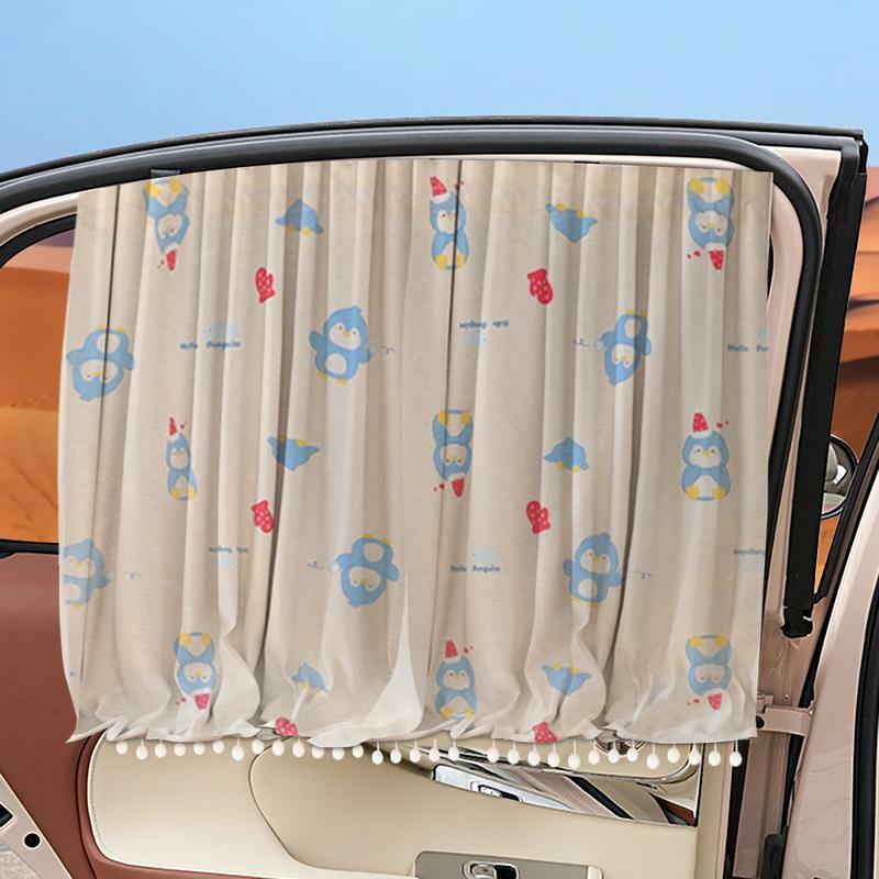 Car Side Window Sunshade Curtains UV Protection Car Side Sunshade Visor Shield Suction Cup Auto Side Window Privacy Curtains