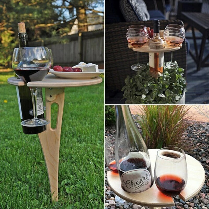 Уличный складной деревянный винный стол для пляжа с мини-планкой для путешествий пикника кемпинга удобная переноска низкая стойка для вина