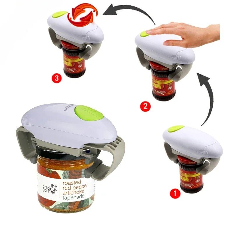 Mini Electric Can Opener Beer Bottle Opener Handheld Safe  Free Jar Can Tin Battery Operated Restaurant Kitchen Bar Tools