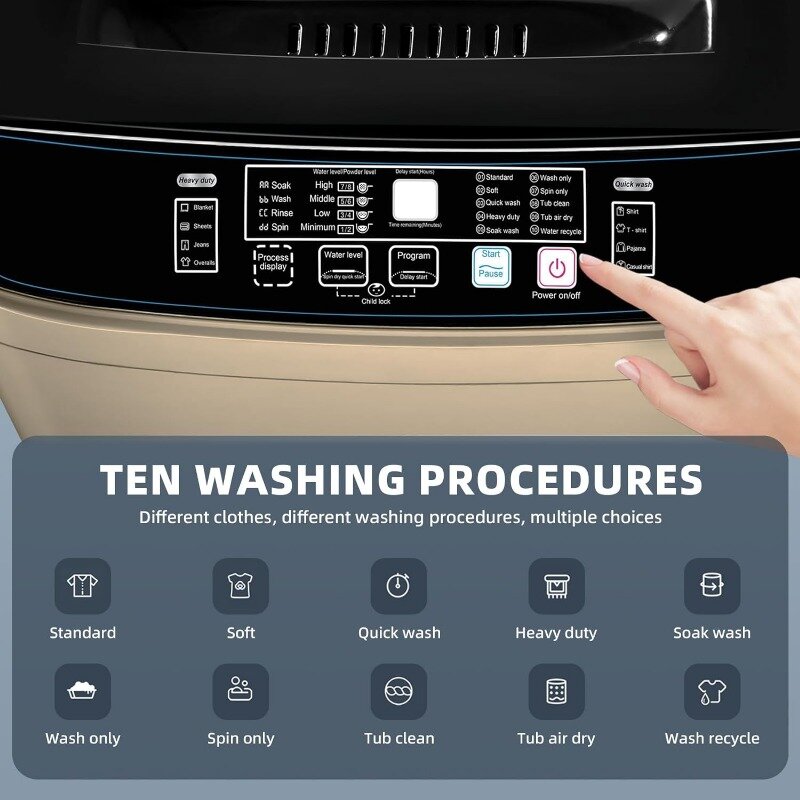 Qhou KRIB-XQB201A-GREY6 machine à laver entièrement automatique, or