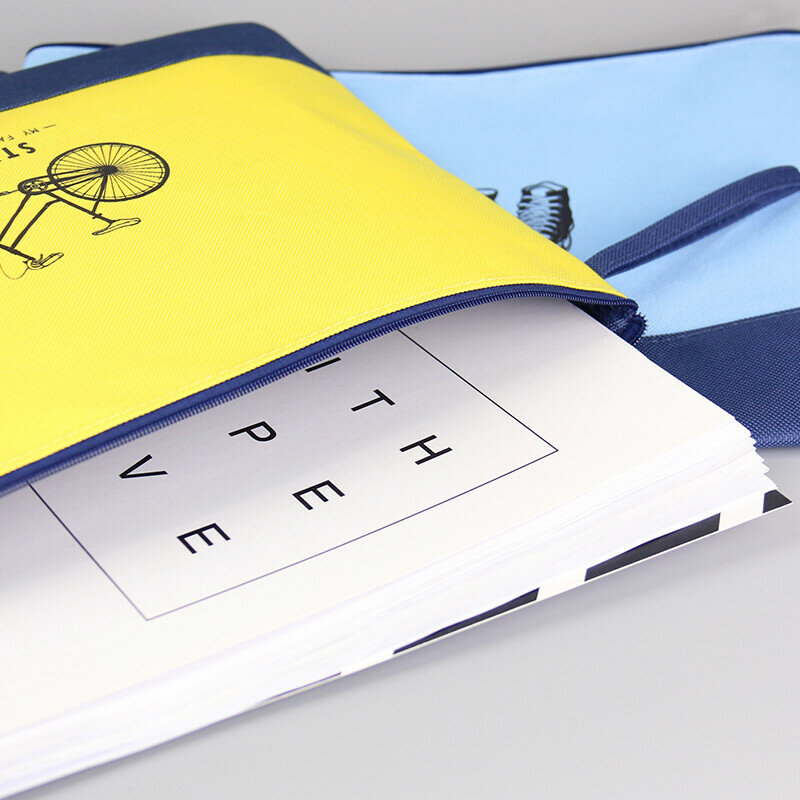 กระเป๋าซิปกระเป๋าใส่เอกสาร A4 2สีกันน้ำสำหรับจัดระเบียบอุปกรณ์การเรียนและสำนักงานเครื่องสำอางกระเป๋าเดินทาง