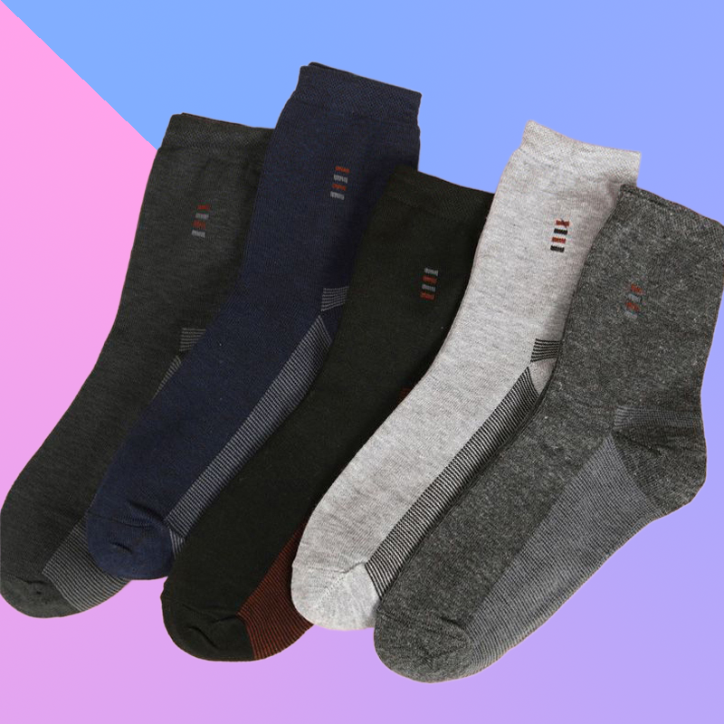 5 Pairs Breathable Men's Socks For Summer Comfortable Casual Solid Simple Fashion Mid-tube Socks Wear-sistance Standard Socks