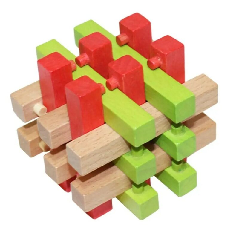 Juguetes Montessori de madera coloridos para niños, bloque de construcción Kong Ming Luban Lock, juguete de desbloqueo para desarrollar la inteligencia, educativo para niños