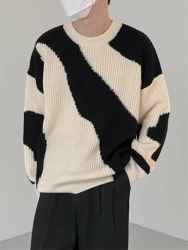 Men Sweater Autumn and Winter 2023 New Color Crewneck Sweater Male Korean Style Loose Trend All Casual Knitwear Sweater