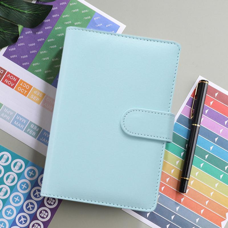 2023 A6 Budget Binder Planner With 12 Pieces Cash Envelopes Colorful PU Leather Notebook Binder With 12 PCS A6 Binder Pockets