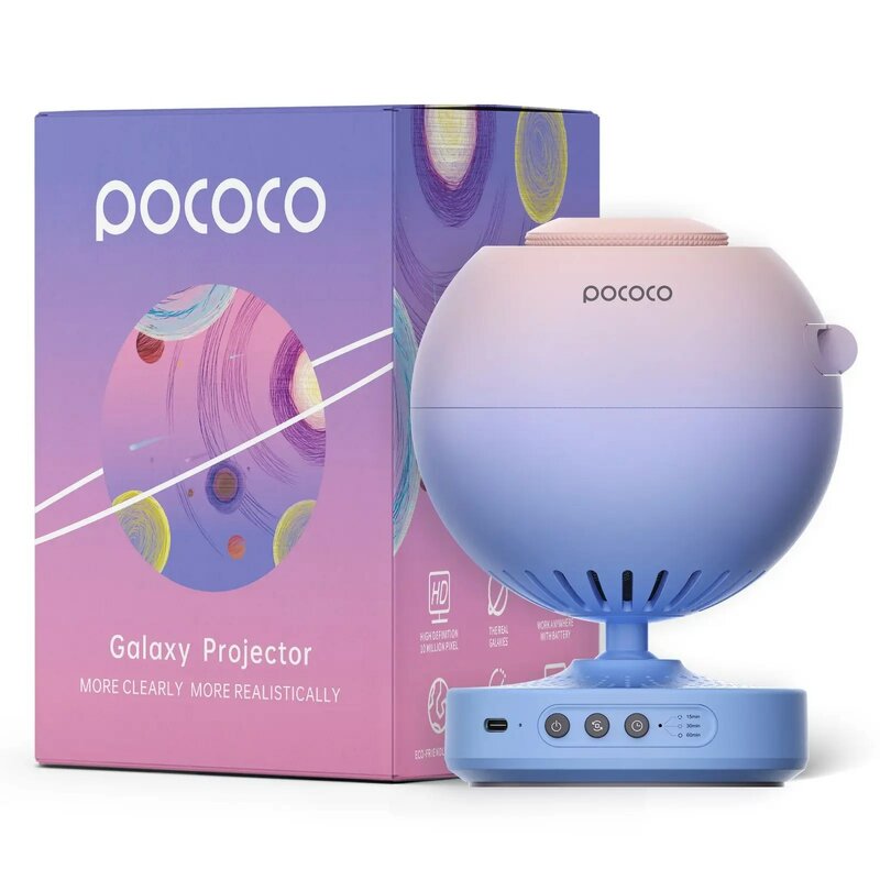 POCOCO-Projetor Galaxy para planetário doméstico, projetor de estrela para alívio do estresse, luz noturna para decoração de mesa, presente perfeito