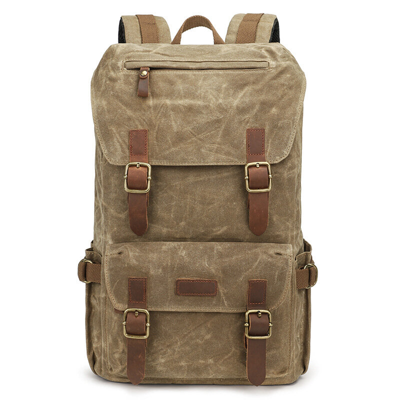 Canvas backpack, men's and women's retro backpack, fashionable men's 15.6 computer bag, outdoor backpack