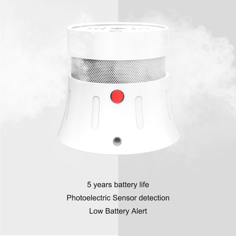 Detektor dymu CPVAN bezpieczeństwo w domu niezależny czujnik dymu 85dB System ochrona bezpieczeństwa detektor ognia 5 lat baterii