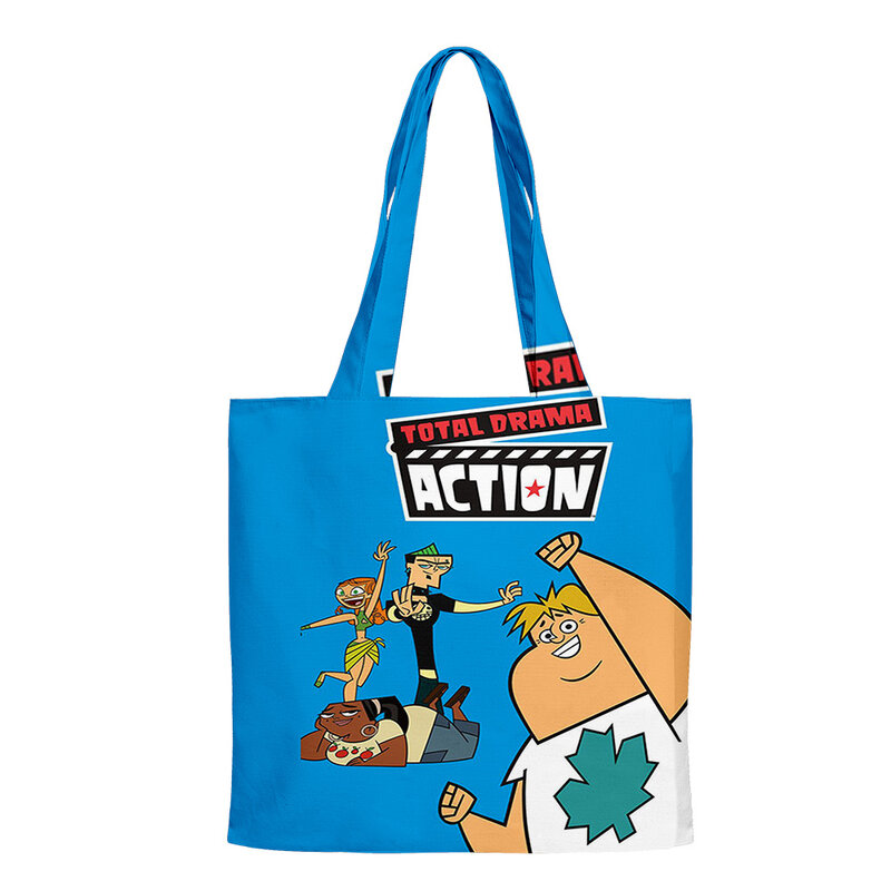 Bolso de compras de dibujos animados de Drama Total, bolso de hombro reutilizable, informal