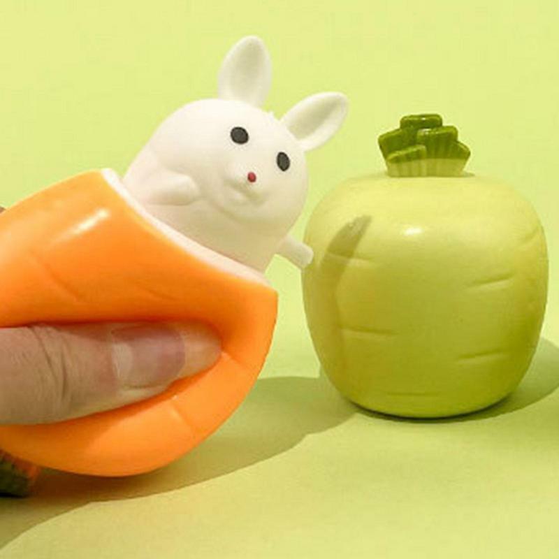 Mainan Remas wortel kelinci Kawaii mainan sensorik boneka kelinci lucu kejutan kartun untuk anak-anak dewasa penghilang stres