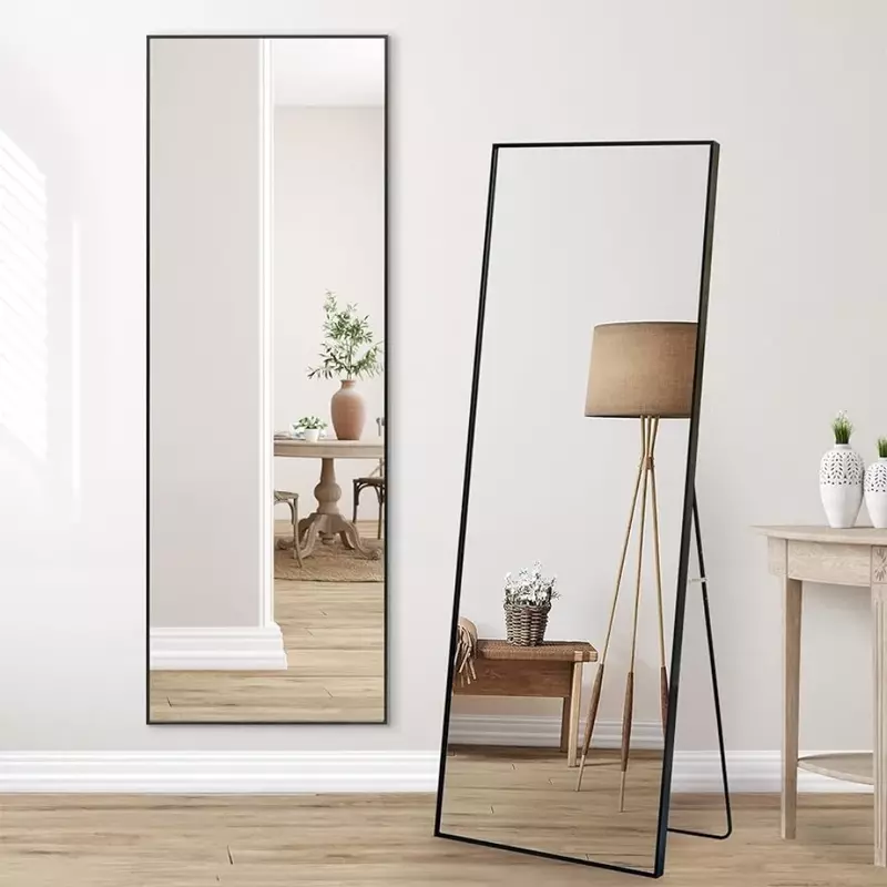 22X59 Zwarte Full Length Spiegel Met Stand - Full Body Spiegel Voor Slaapkamer Woonkamer Meubels Thuis Vracht Gratis