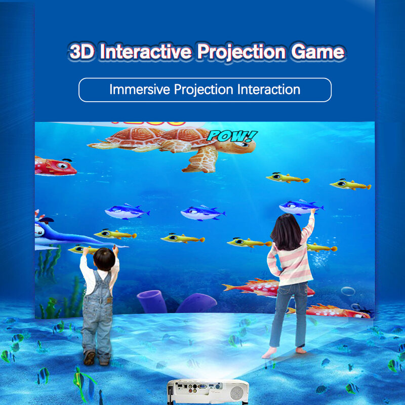 Sistem proyeksi proyektor lantai dinding interaktif permainan sepak bola untuk anak-anak, tampilan iklan