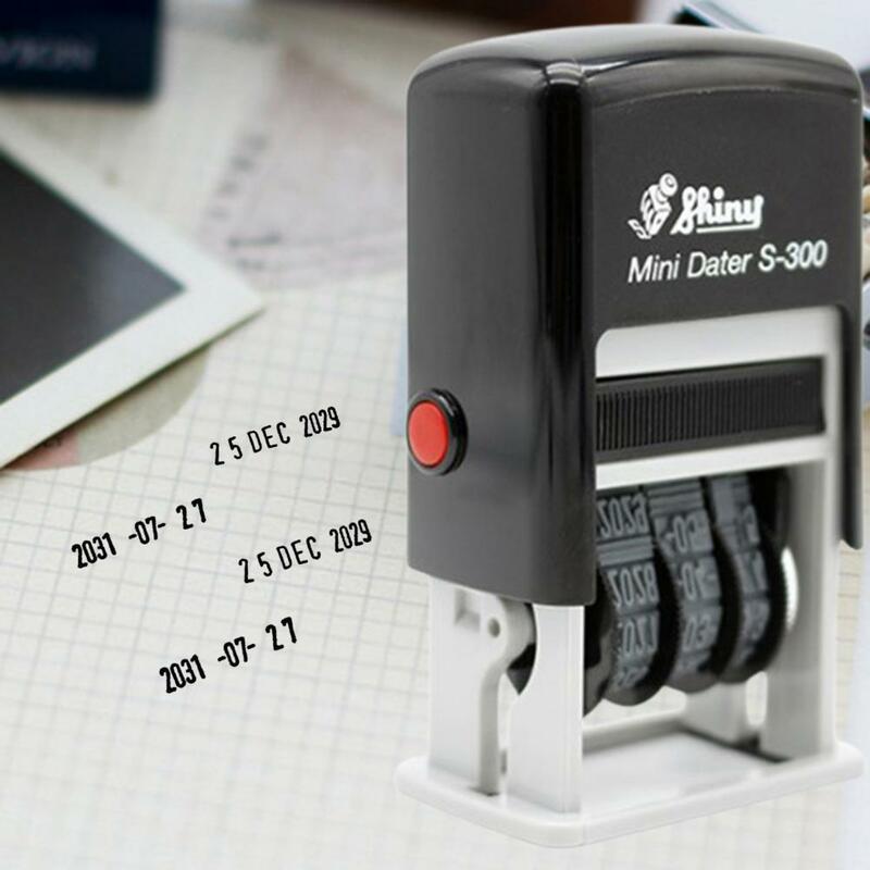 Cap tanggal S-300 pengiriman menerima Self-Inking DIY cap tanggal Mini Dater kantor alat tulis buku tempel cap roda bergulir