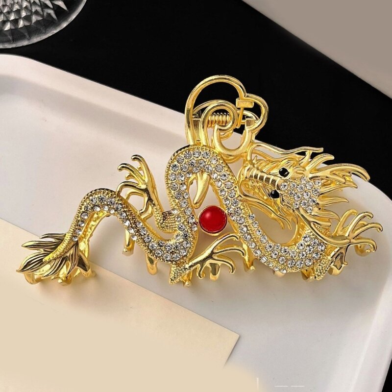 Pinza para Año Nuevo para mujeres y niñas, dragón chino dominante, Diamante F0S4