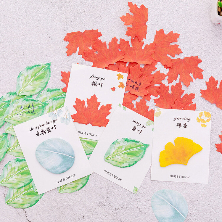 Zhishun-Cute Creative Fresh Leaf Conveniência Adesivo, Simulação, N Vezes, Mensagem, Papelaria