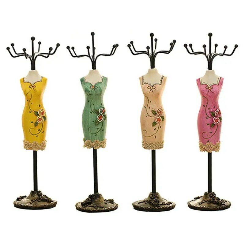 Vintage Cheongsam vestido maniquí joyería ornamento expositor pendientes estante
