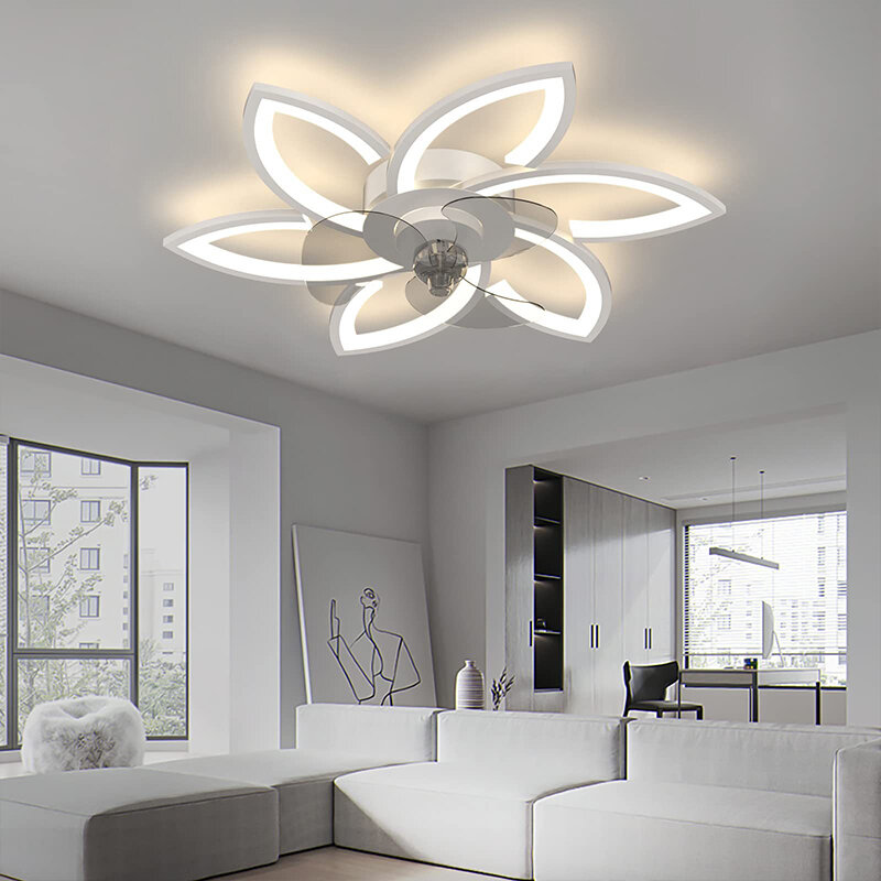 Ventilador de techo inteligente con luz LED, Control remoto por aplicación, sala de estar, comedor, decoración del hogar