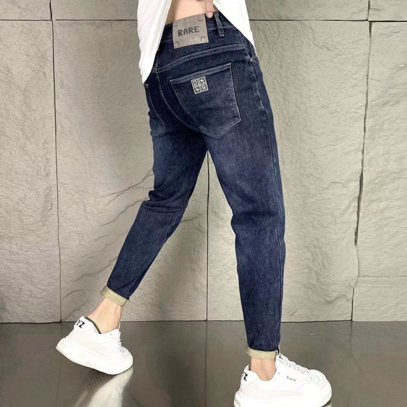 New Harajuku Fashion Trendy Spring Autumn Slim Fit Casual Jeans for Men Vintage Tapered Pencil Pants Stretch Boyfriend Jeans