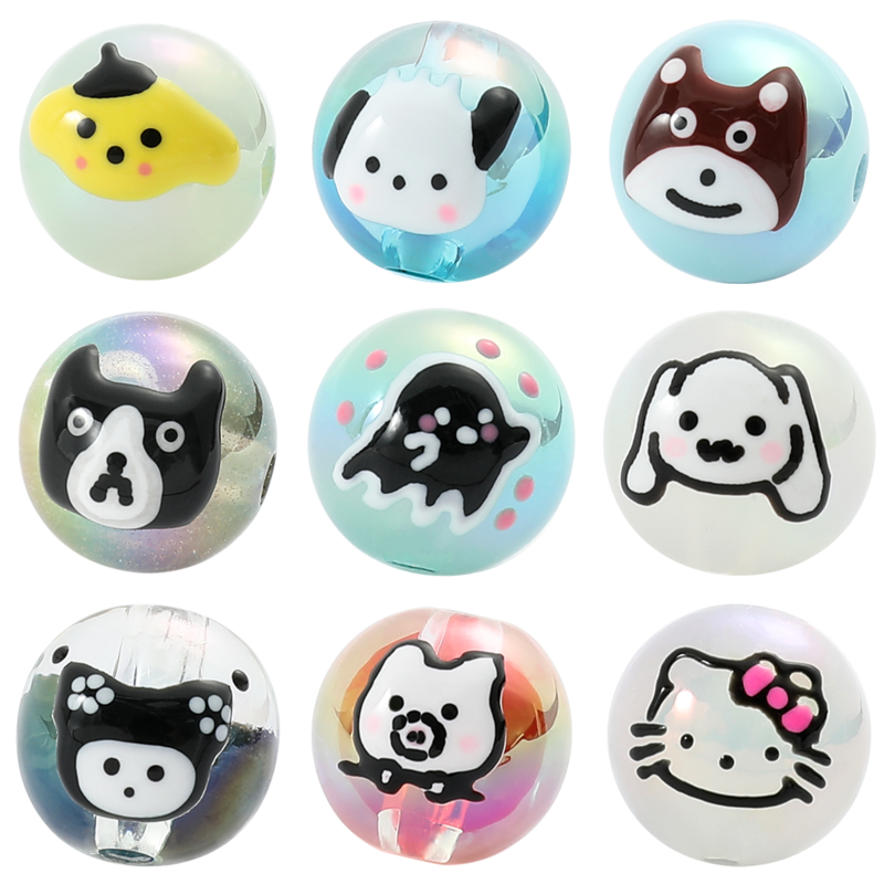 Sanrio Beads para DIY Jóias, Olá Kitty, Kuromi, Cinnamoroll, Pochacco Beads, Handmade Pulseira, Colar, Desenhos Animados, Cute Bead Acessórios