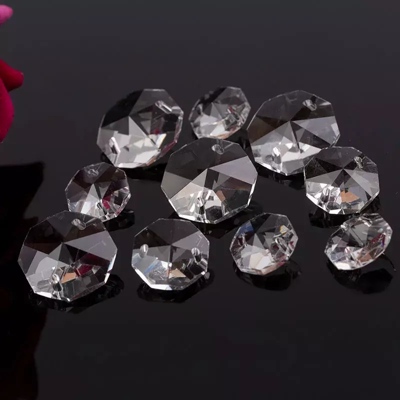 Transparente Farbe Kronleuchter Kristall perle Vorhang Beleuchtung verstreute Perlen Farbe achteckige Perle Kristall perlen Hochzeits lampe
