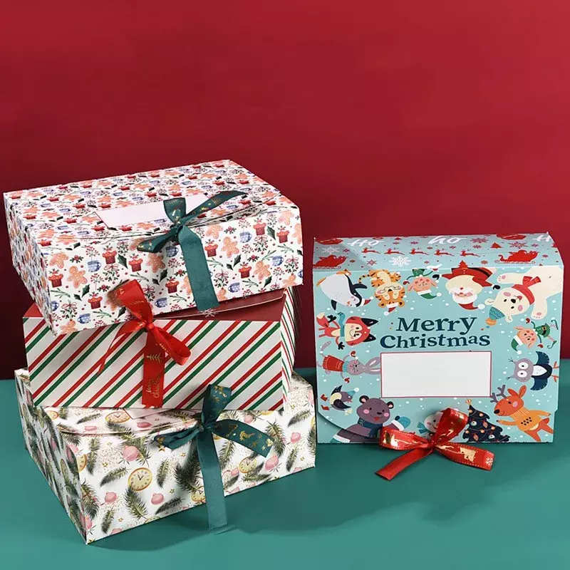 Prodotto personalizzato 2024 nuovo arrivo scatola di carta tazze per feste ornamenti confezione regalo a nastro per l'imballaggio di torte