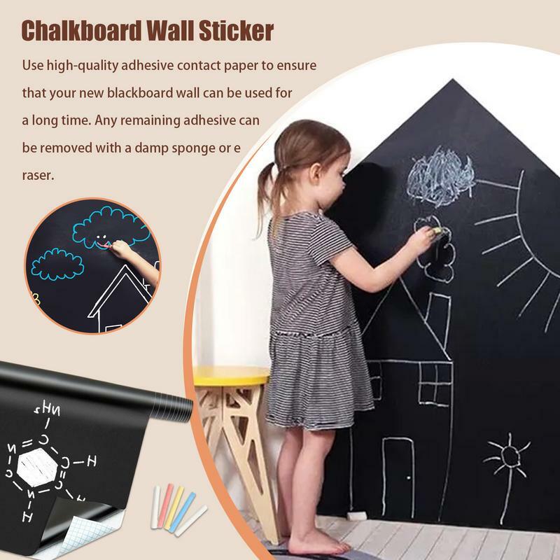 Stiker papan tulis hitam besar, stiker untuk dinding papan kapur berperekat, stiker dinding untuk tampilan kelas ruang tamu