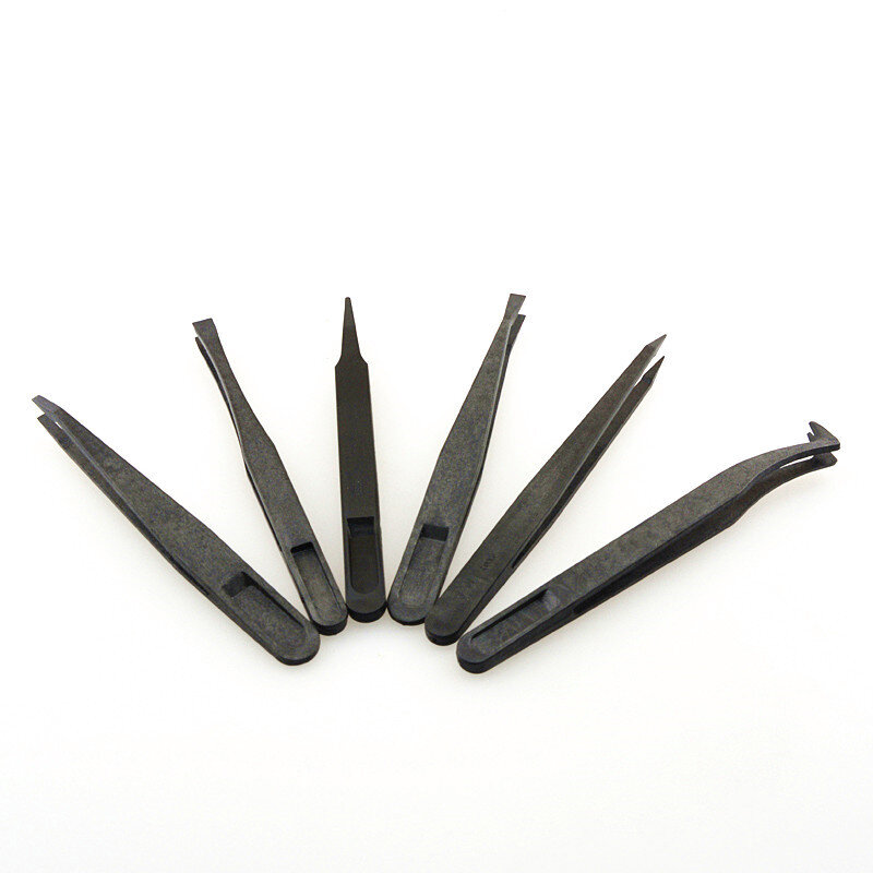 1PCS Electronic Tweezers Anti-Static Anti Magnetic Carbon Fiber Precision Tweezers For Electronics Laboratory Hand Tools Plastic