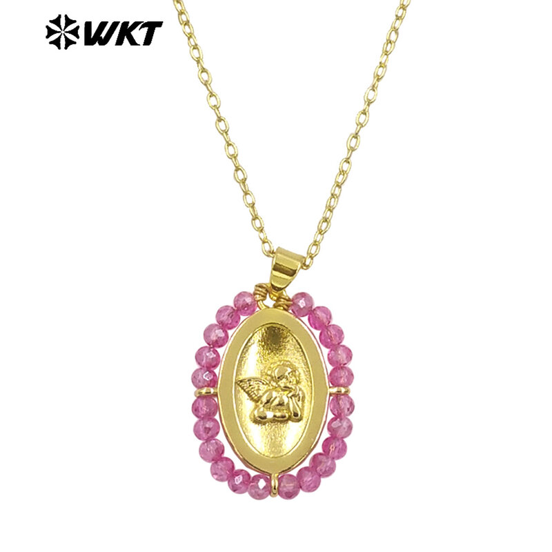 WT-MN994 belle conception spéciale de bébé d'angle avec le pendentif en laiton jaune coloré de perles de cristal pour les bijoux de collier des femmes