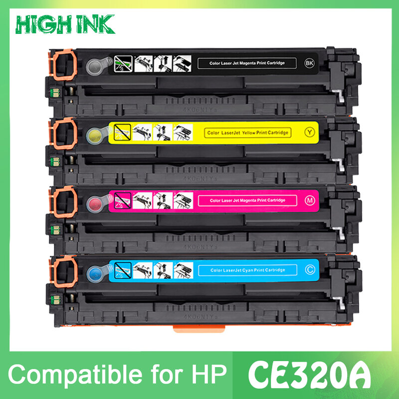 Cartucho de tóner Compatible con HP CE320A, CE321A, CE322A, CE323A, 128A, 320, 321, 322, 323, HP laserjet CM1415, CM1415fn, 1415, CP1525