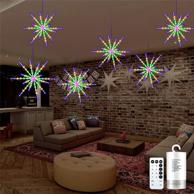 2023 nowy rok LED fajerwerki łańcuchy świetlne Meteor akumulator lampy zasilany na wesele Christmas Party kryty dekoracja zewnętrzna