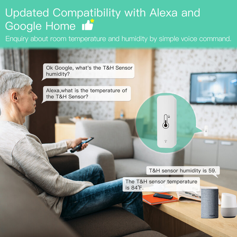 Умный Wi-Fi датчик температуры и влажности MOES Tuya, гигрометр, термометр, детектор, связь с приложением Smart Scene с Alexa Google Home