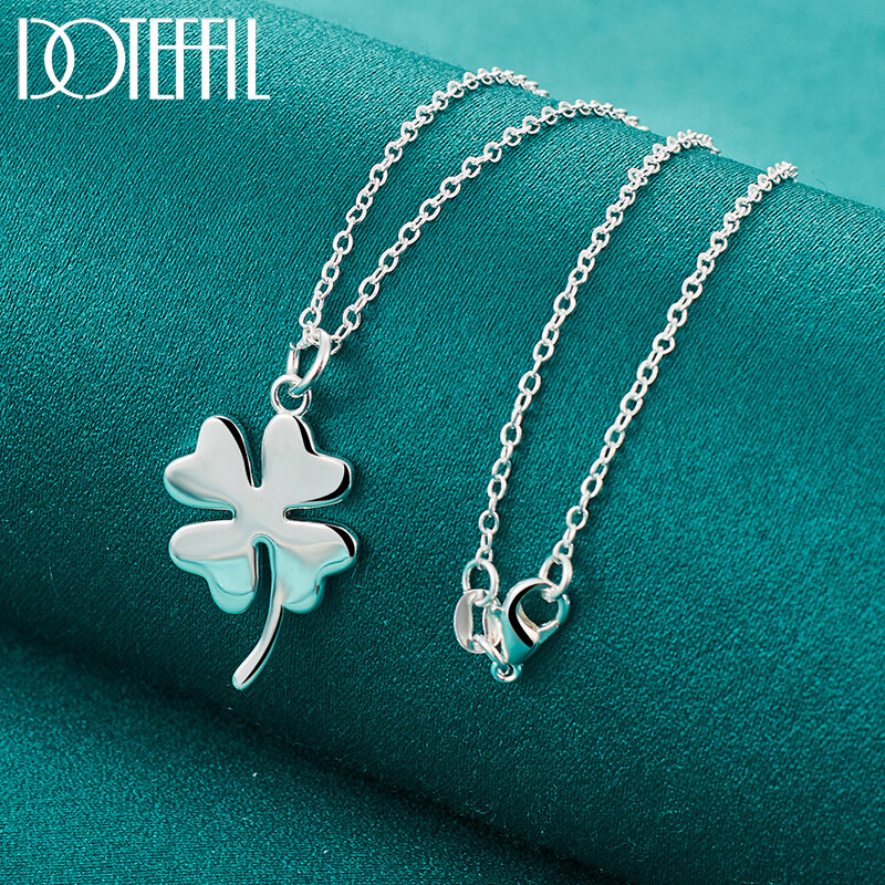 DOTEFFIL-Colgante de trébol de cuatro hojas para mujer, Collar de plata de ley 925, cadena de 16-30 pulgadas, joyería de boda
